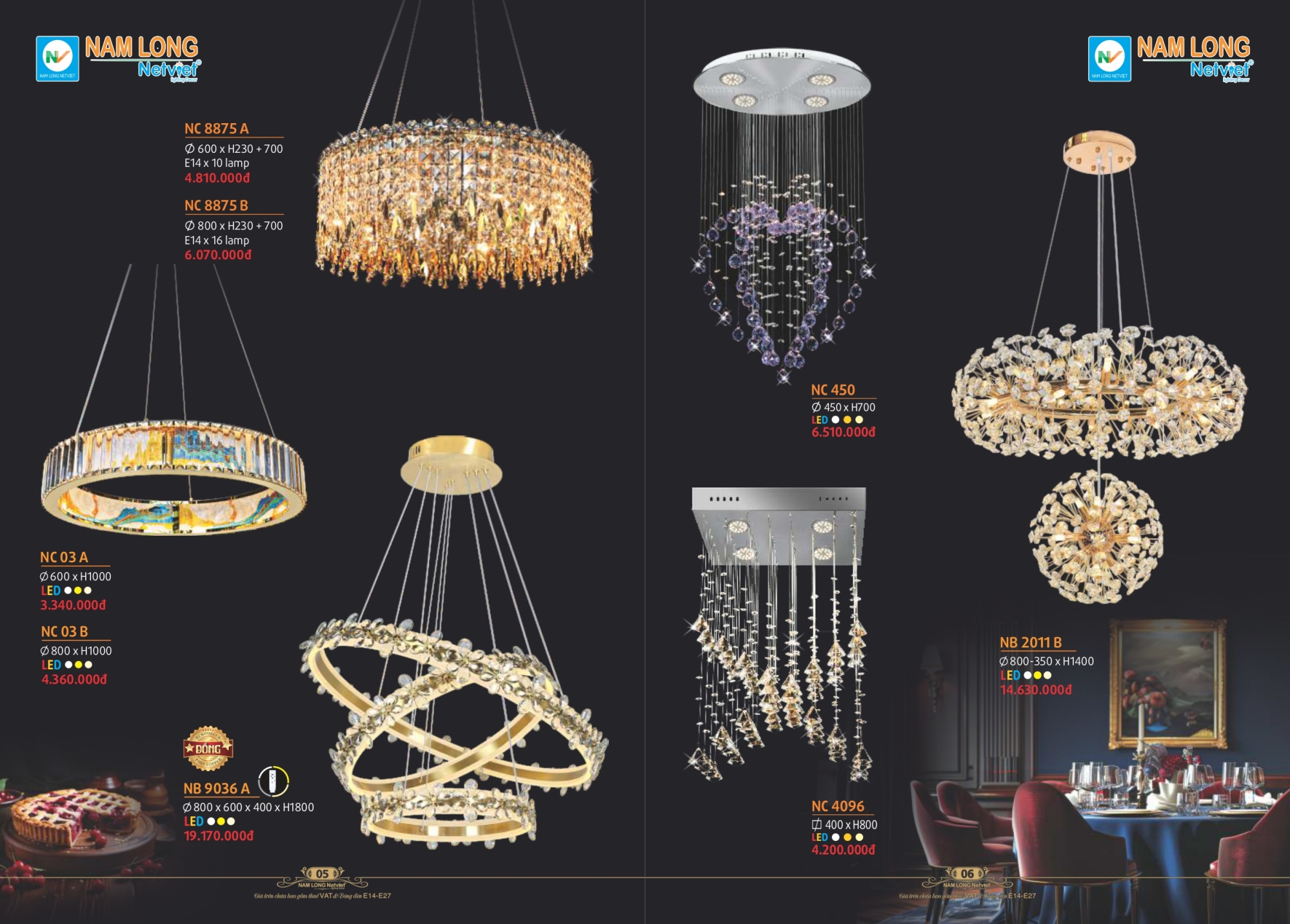 Bảng giá đèn trang trí Nam Long